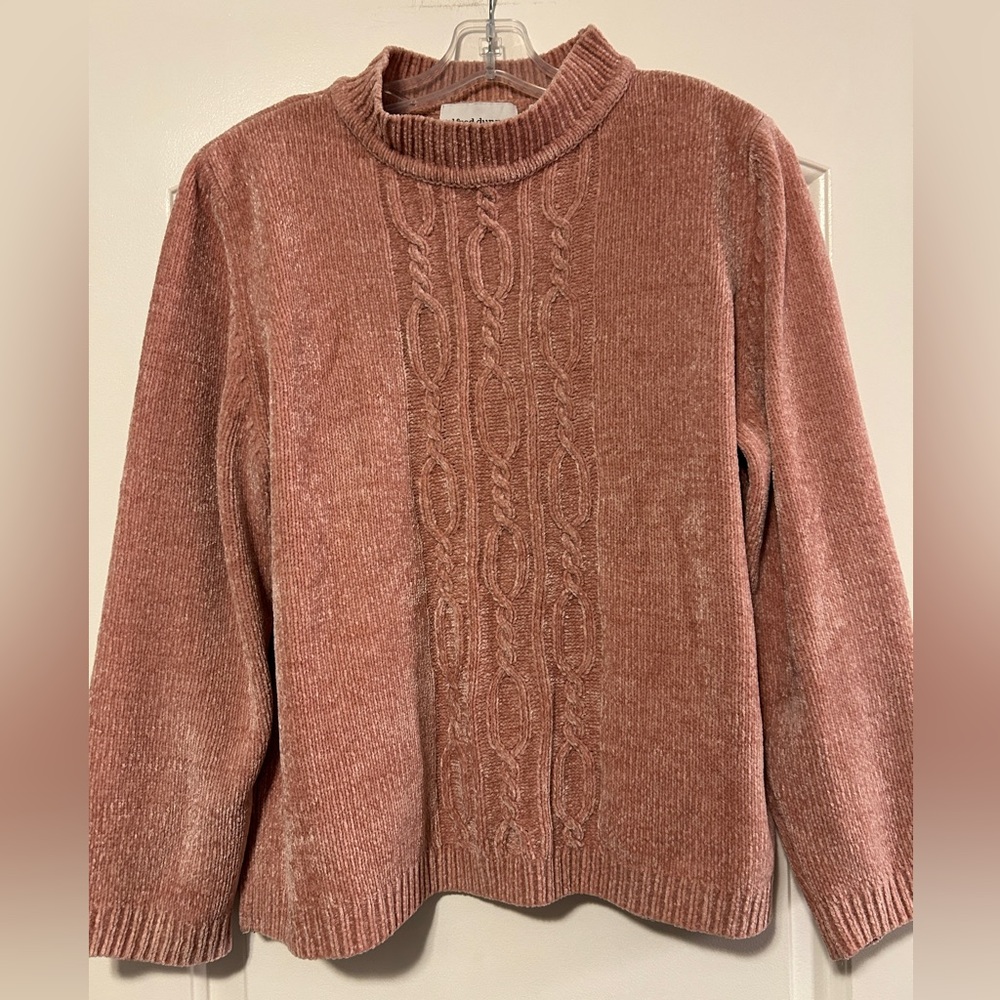 Cozy Cable Knit Pink Sweater - L